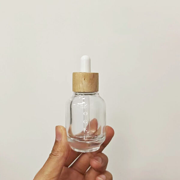 Chai thuỷ tinh đựng mỹ phẩm chiết serum nhỏ giọt mẫu nguyên bản gỗ thể tích 30ml.